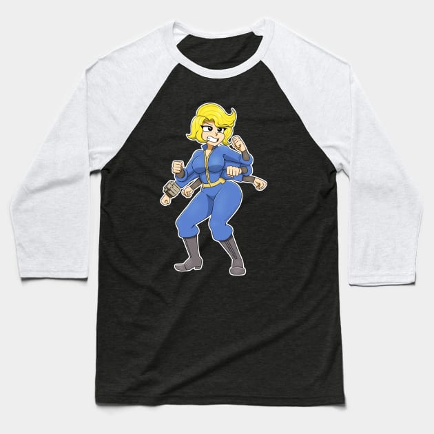 Vault Girl Black Widow Baseball T-Shirt by mrchasecomix